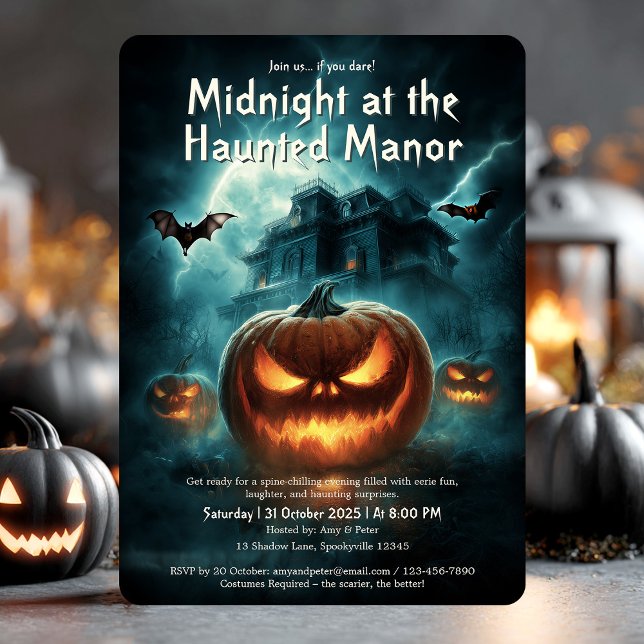 Invitación Alarmante Spooky Haunted House Adults Halloween Pa (Scary Spooky Haunted House Adult Halloween Party Invitation)