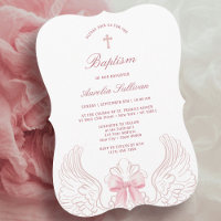 Alas de ángel delicadas lazo rosa bautizo