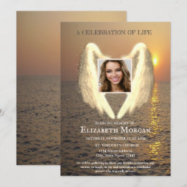 Invitación Alas de Ángel  Foto de la puesta del sol Celebraci