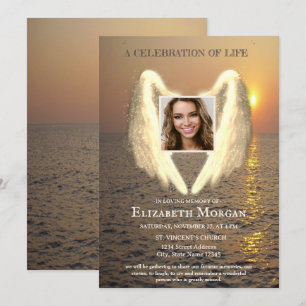 Invitación Alas de Ángel  Foto de la puesta del sol Celebraci