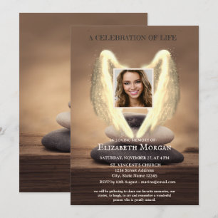 Invitación Alas de Ángel Piedras Zen Foto Celebración de la V
