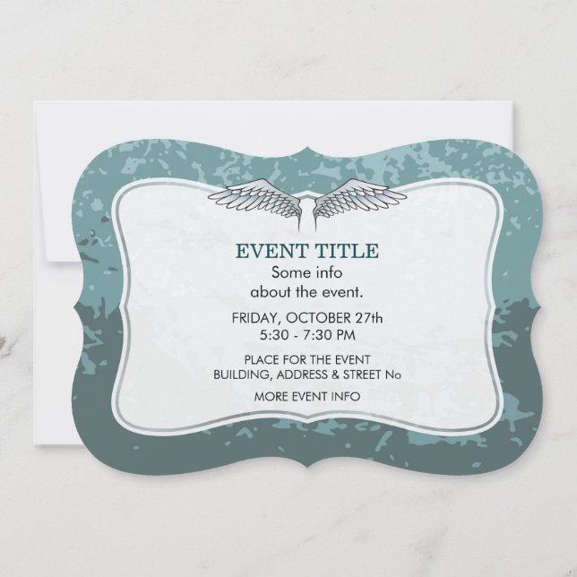 Invitación Alas gris-azules (Reverso)