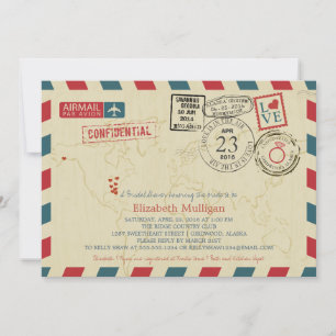 Invitación Alaska World Traveller Airmail   Bridal Shower