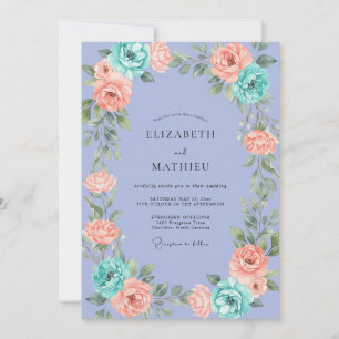 Invitación Albaricoque Periwinkle Ranunculus Gris Eucalipto W