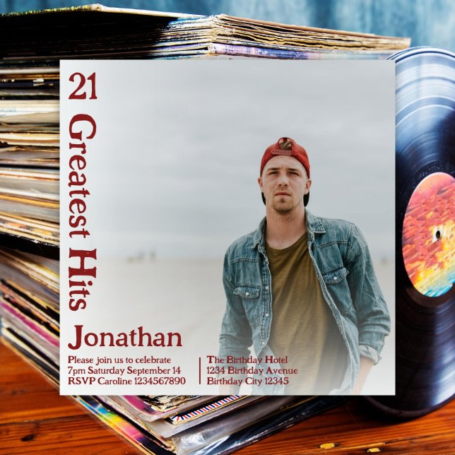 Invitación Álbum retro personalizado tapa música 21º cumpleañ (Subido por el creador)