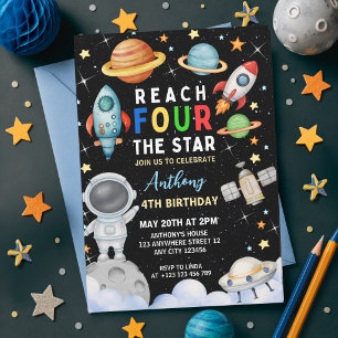 Invitación Alcanzar las Cuatro Estrellas 4 Cumpleaños 