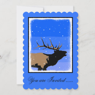 Invitación Alce torpe en invierno - Arte de vida salvaje orig