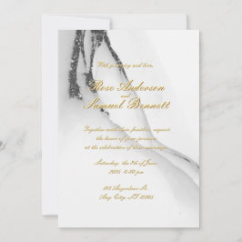 Invitación Alcohol Ink Black White Glitter Wedding Invitation