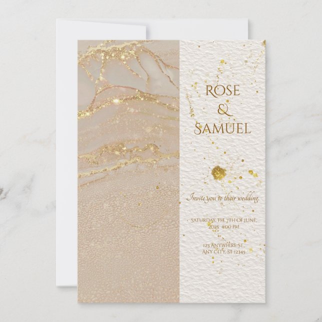 Invitación Alcohol Ink Glitter Chic Wedding Invitation (Anverso)