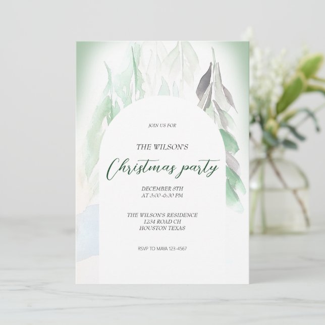 Invitación Aldea de campo de Navidades artísticos (Anverso de pie)