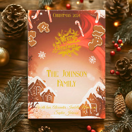 Invitación Aldea de Gingerbread con mensaje de familia de Per