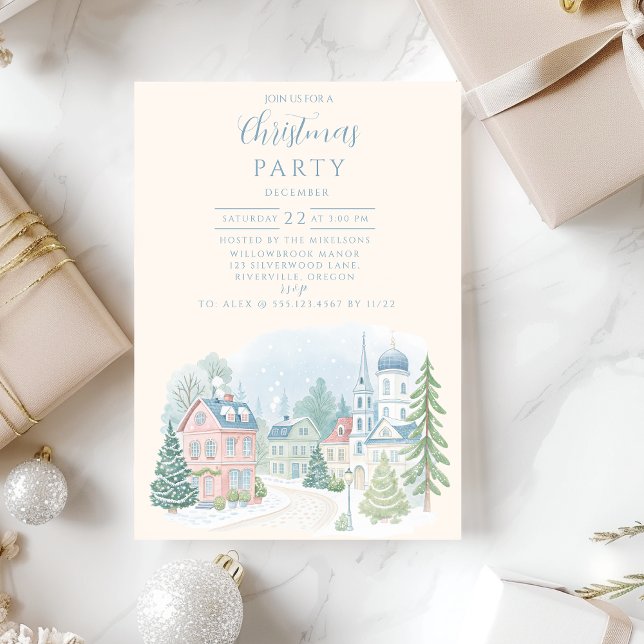 Invitación Aldea navideña de invierno Pastel (Subido por el creador)
