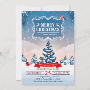 Invitación Aldea nevada de ensueño de Navidad Feliz Navidad