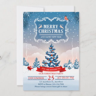 Invitación Aldea nevada de ensueño de Navidad Feliz Navidad