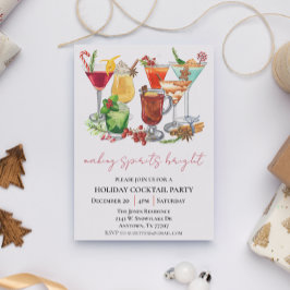 Invitación Alegrando Espíritus Fiesta de Cóctel de Navidad