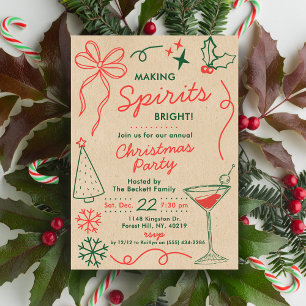 Invitación Alegrando Espíritus Fiesta de Cócteles Navideños