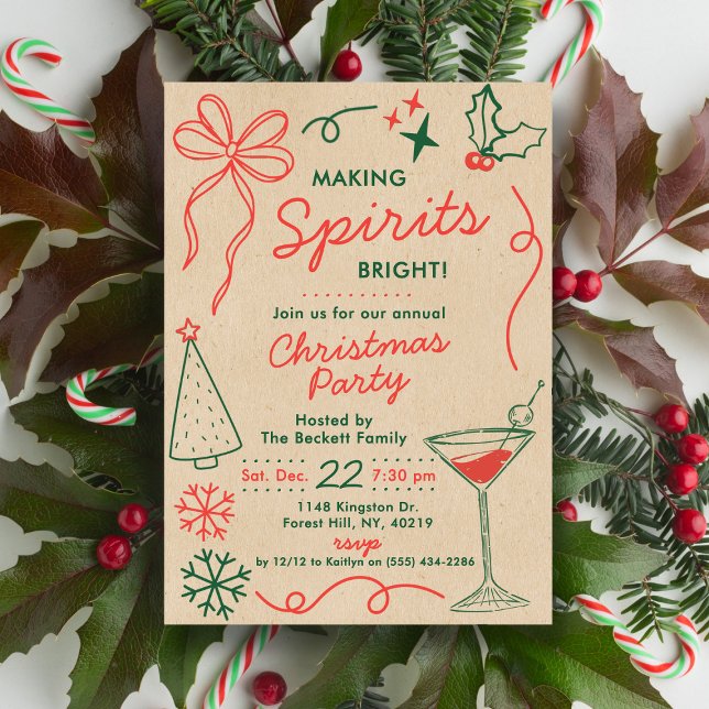 Invitación Alegrando Espíritus | Fiesta de Cócteles Navideños (Subido por el creador)