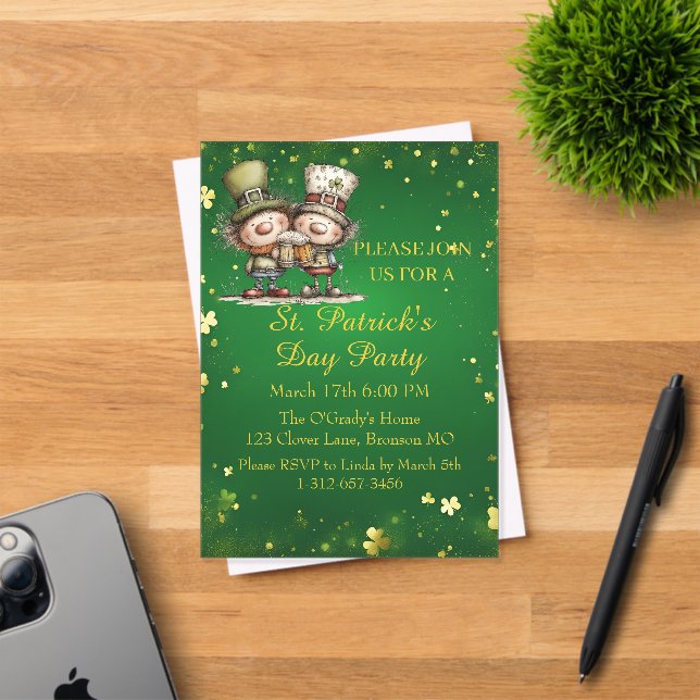 Invitación alegre a la fiesta del Día de San Patri (Insitu (Tarjeta de Invitación))