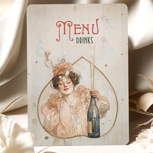 Invitación Alegre celebración Carta Art Nouveau y carta de be (Subido por el creador)