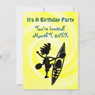 Invitación alegre con tema de kayak para fiesta