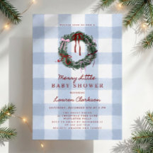 Alegre Corona de Gingham Azul para Baby Shower
