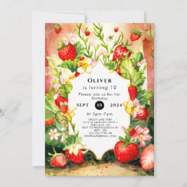 Invitación Alegre cumpleaños de fresa Boho con encanto