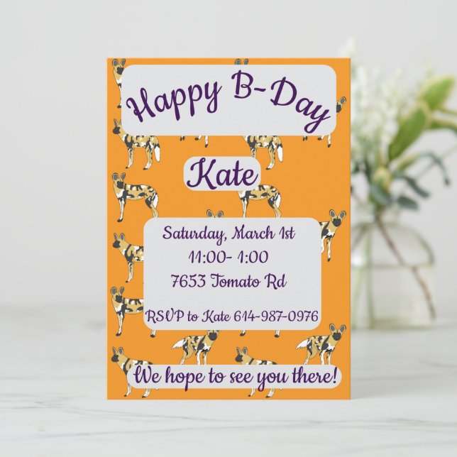 Invitación Alegre cumpleaños de los perros salvajes africanos (Anverso de pie)