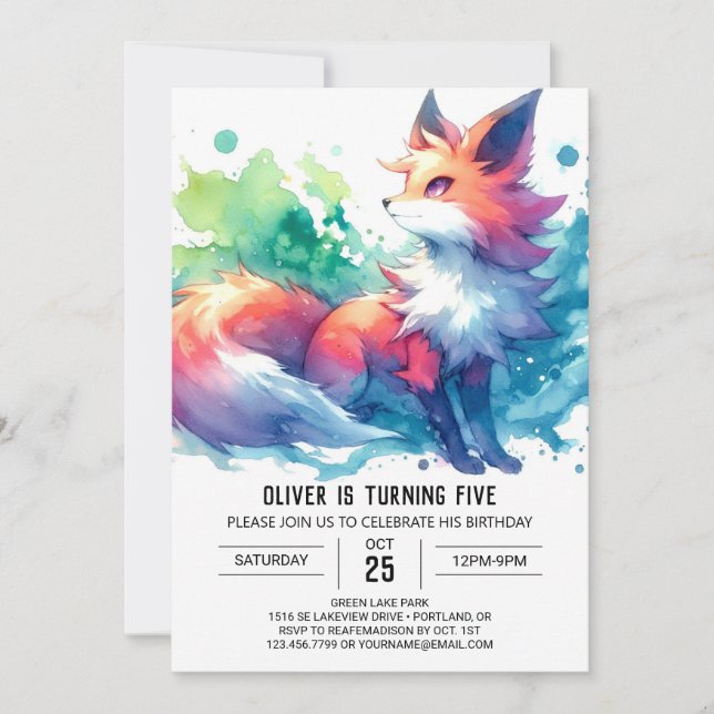 Invitación Alegre cumpleaños elegante de Fox (Anverso)