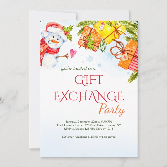 Invitación alegre de Snowman (Anverso)