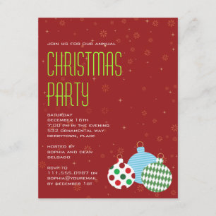 Invitación alegre del fiesta de los ornamentos