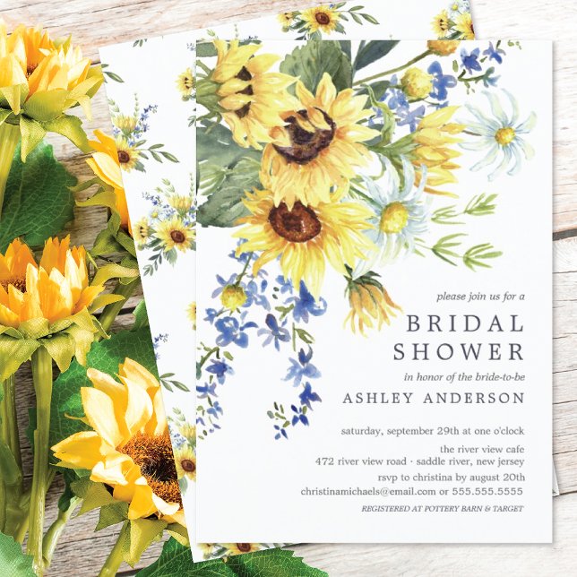 Invitación Alegre ducha de novia de girasol amarillo (Subido por el creador)