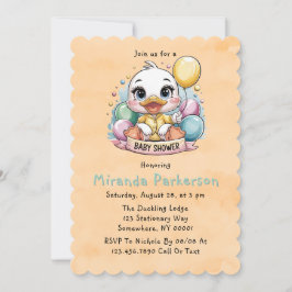 Invitación Alegre Duckling Yellow Watercolor Baby Shower