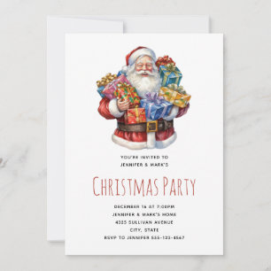 Invitación Alegre fiesta clásica de Papá Noel en Navidad