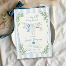 Alegre Fiesta de Baby Shower Niño Rayas Azules y V