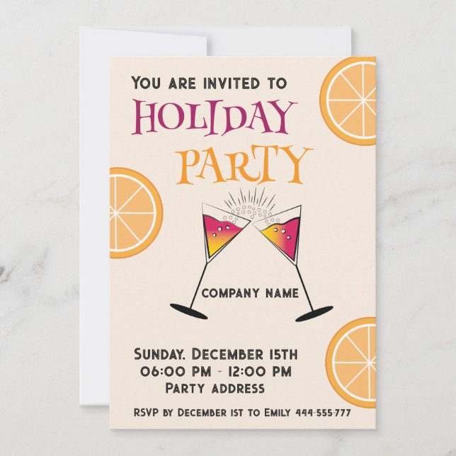 Invitación Alegre fiesta de cócteles de vacaciones corporativ (Anverso)