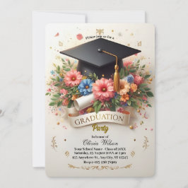 Invitación Alegre fiesta de graduación floral