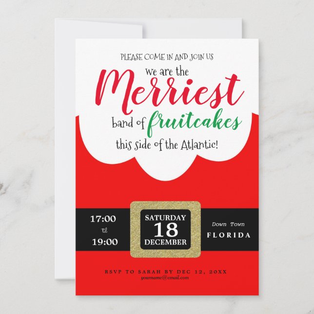 Invitación alegre frutería fiesta de Santa Navidades (Anverso)