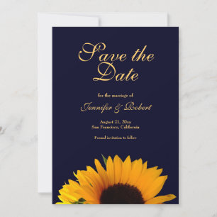 Invitación Alegre girasol salva la fecha azul de la marina
