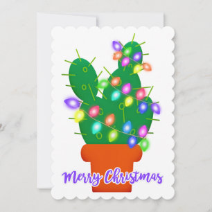 Invitación alegre navidad cactus