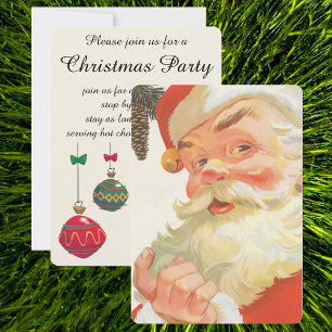 Invitación Alegre Papá Noel con un Secreto, Navidad Vintage