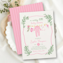 Alegre pequeña ducha de bebé botánica rosa verde n