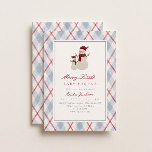 Invitación Alegre pequeña ducha de bebé de invierno azul y ro