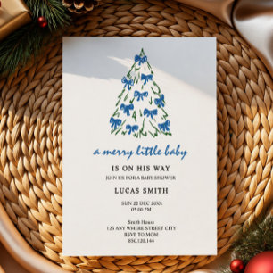 Invitación alegre pequeño árbol de Navidad garabato baby show