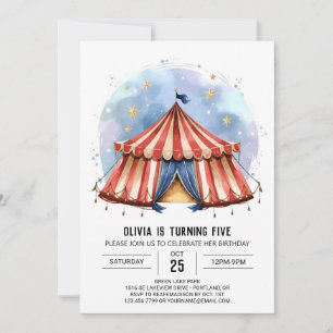 Invitación Alegre Personalizado acuarela Circo Cumpleaños