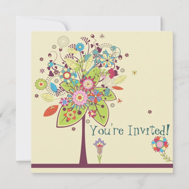 Invitación alegre plaga de flores vectoriales (Anverso)