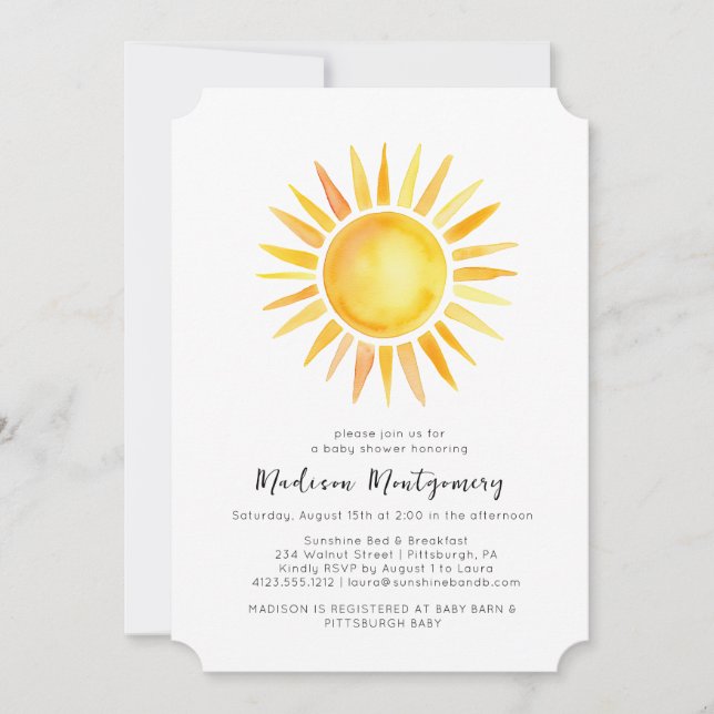 Invitación Alegre Sunshine Gingham Baby Shower (Anverso)