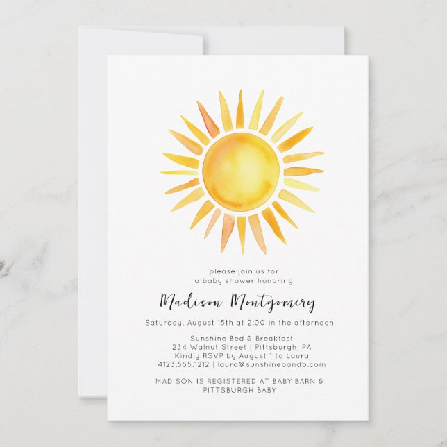 Invitación Alegre Sunshine Gingham Baby Shower (Anverso)
