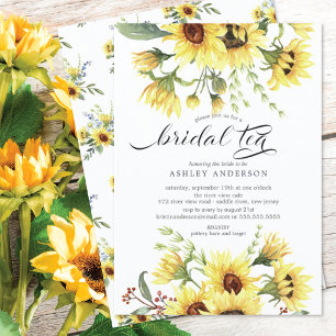 Invitación Alegre té de novia de girasol amarillo
