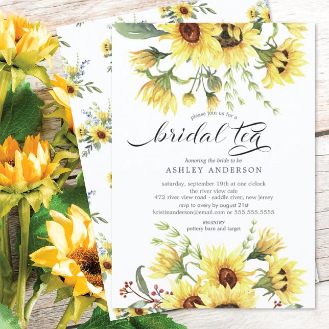 Invitación Alegre té de novia de girasol amarillo (Subido por el creador)