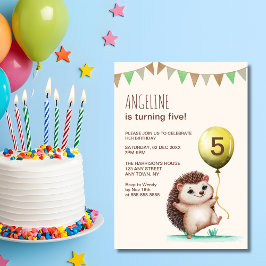 Invitación Alegre viaje en globo de Cute Hedgehog